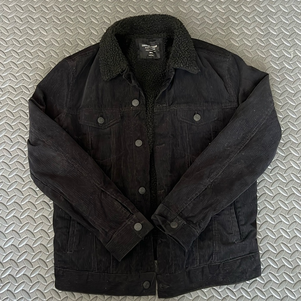 Black Jean Fuzzy Jacket